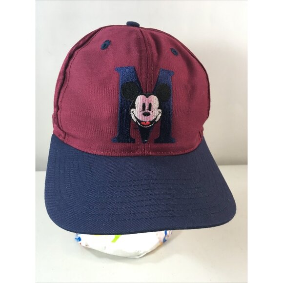 Disney  Vintage Mickey Mouse Embroidered Logo Snapback Hat Burgundy Disney Hat - Picture 5 of 12